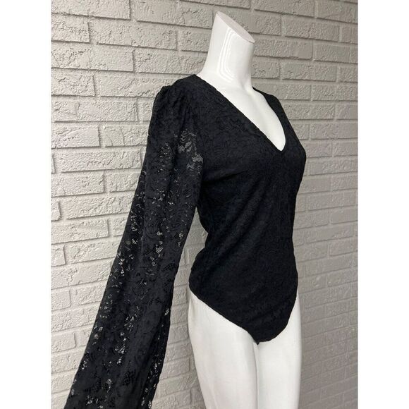 Sofia Jeans Women Black Long Sleeve Lace Bodysuit Size M - Picture 5 of 10